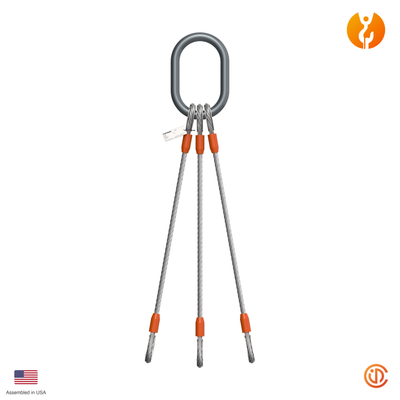 1" Three Leg Thimble-Eye Wire Rope Sling