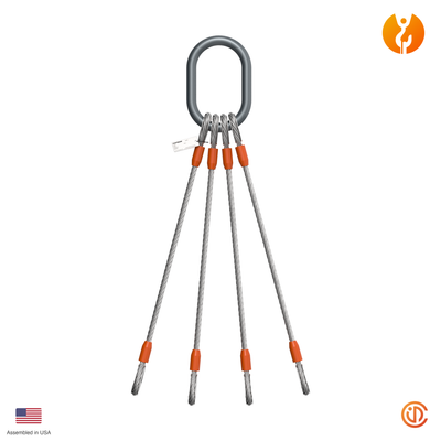 3/8" Four Leg Thimble-Eye Wire Rope Sling