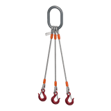 26 Ton Three Leg Wire Rope Sling with Sling Hooks - 1 Inch - T093
