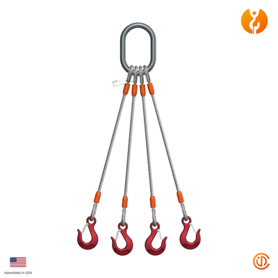 1" Four Leg Eye-Hoist Hook Wire Rope Sling