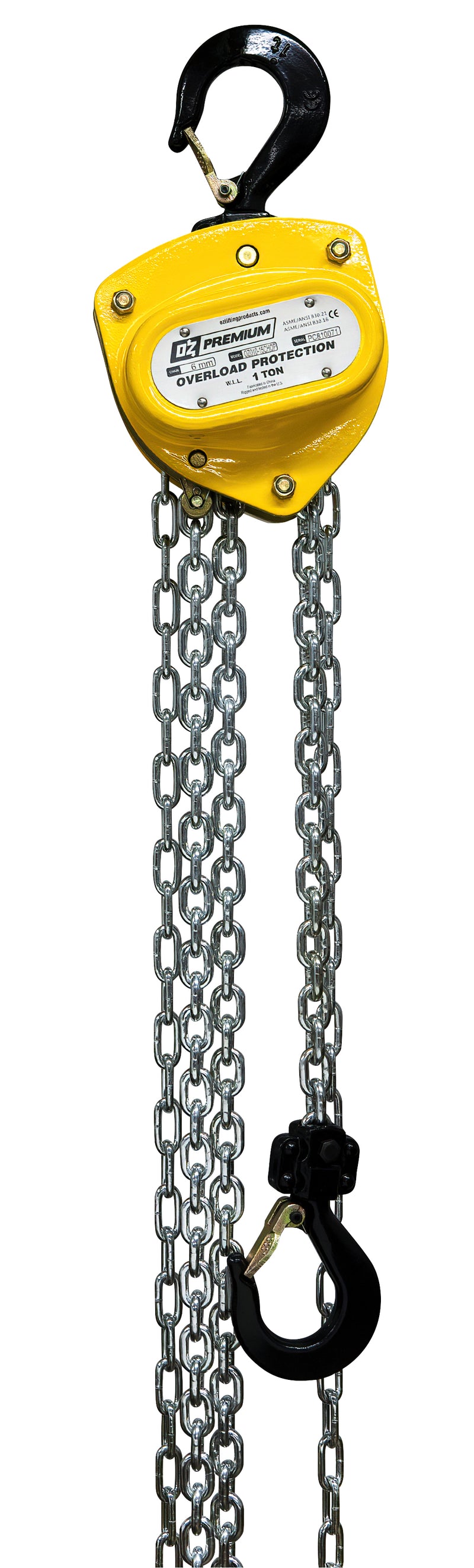 OZ Lifting 2000lbs 1 Ton Premium Chain Hoist 15 ft lift with overload protection – OZ010-15CHOP