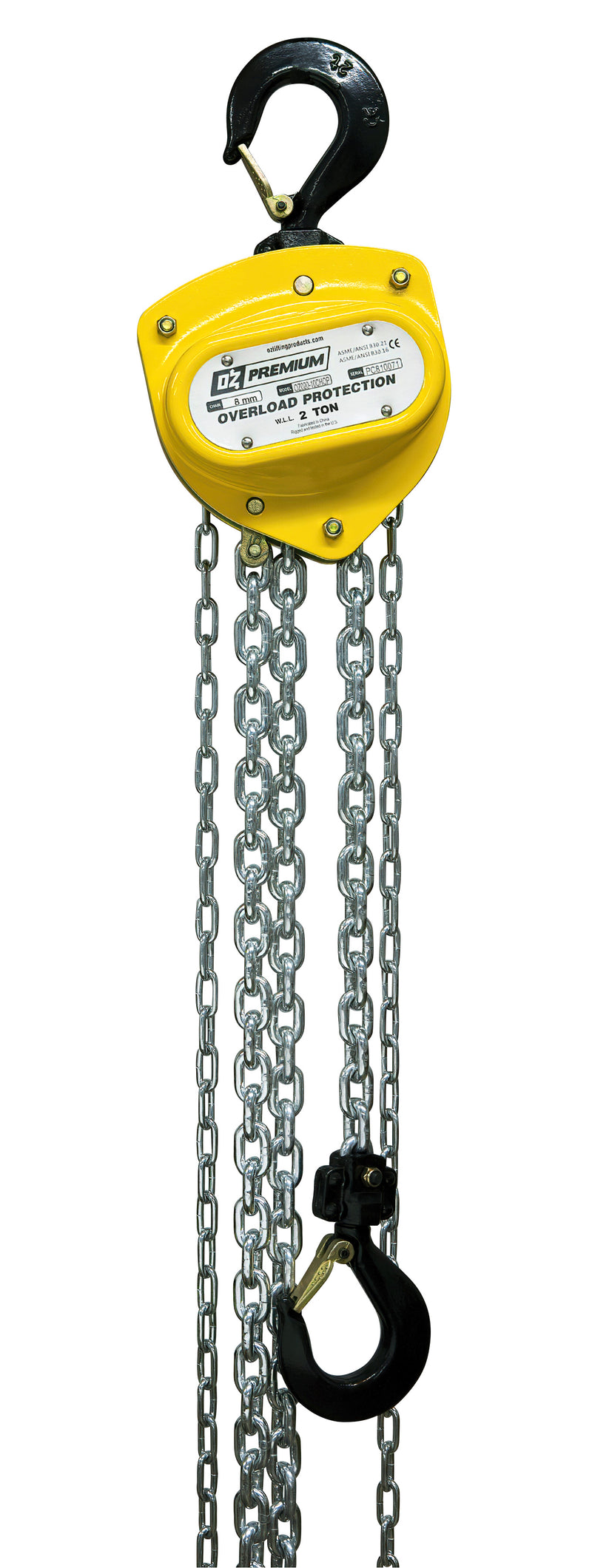 OZ Lifting 4000lbs 2 Ton Premium Chain Hoist 30 ft lift with overload protection – OZ020-30CHOP