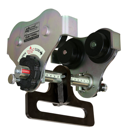 OZ Lifting 1000lbs 0.5 T Push Beam Trolley with up to 8 inch flange width and integrated OBH hanger (Made in USA) – OZ05PBTA-OBH