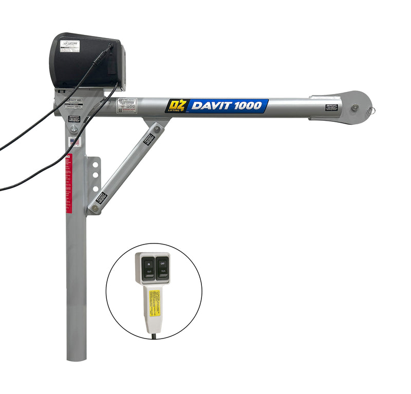 OZ Lifting 1000lbs steel Davit Crane with 115AC Electric Winch – OZ1000DAV-ACW