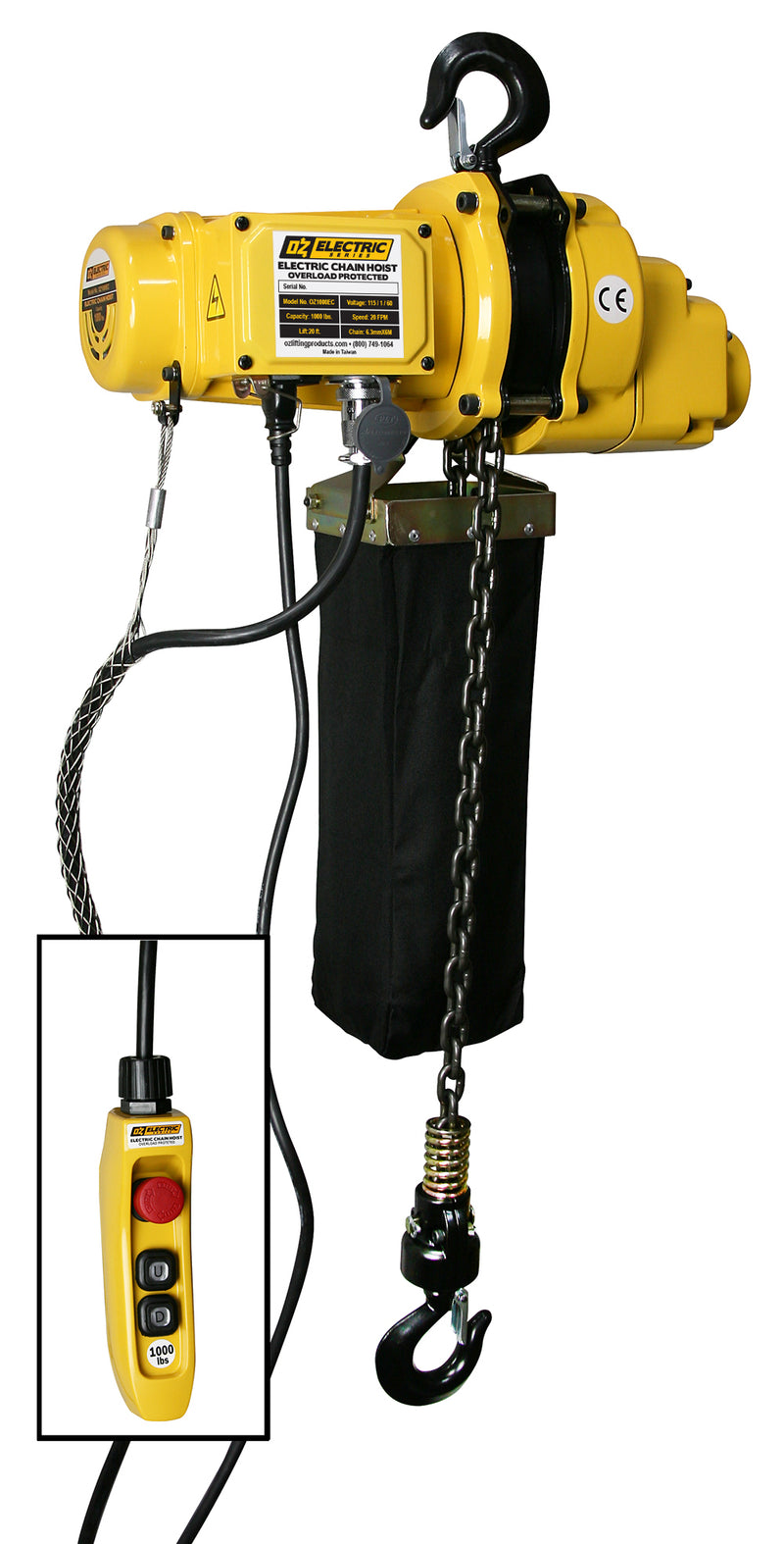 OZ Lifting 1000lbs Electric Chain Hoist with 20 ft of lift – OZ1000EC