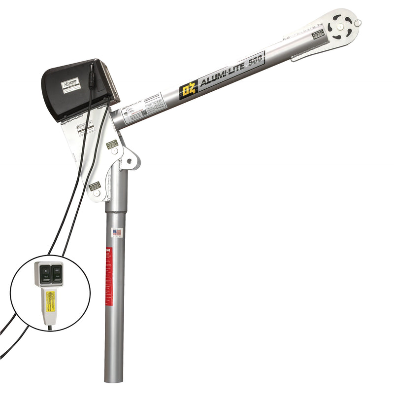 OZ Lifting 500lbs steel Davit Crane with 12V DC Electric Winch – OZ500DAV-DCW