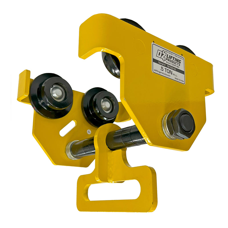 OZ Lifting 1000lbs Push Beam Trolley with integrated hanger for use with OBH500 and OBH1000 – OZPBT-OBH