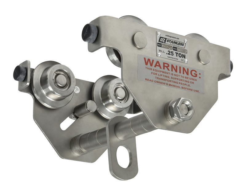 OZ Lifting .25 Ton Stainless Steel Push Beam Trolley – OZSS025PBT