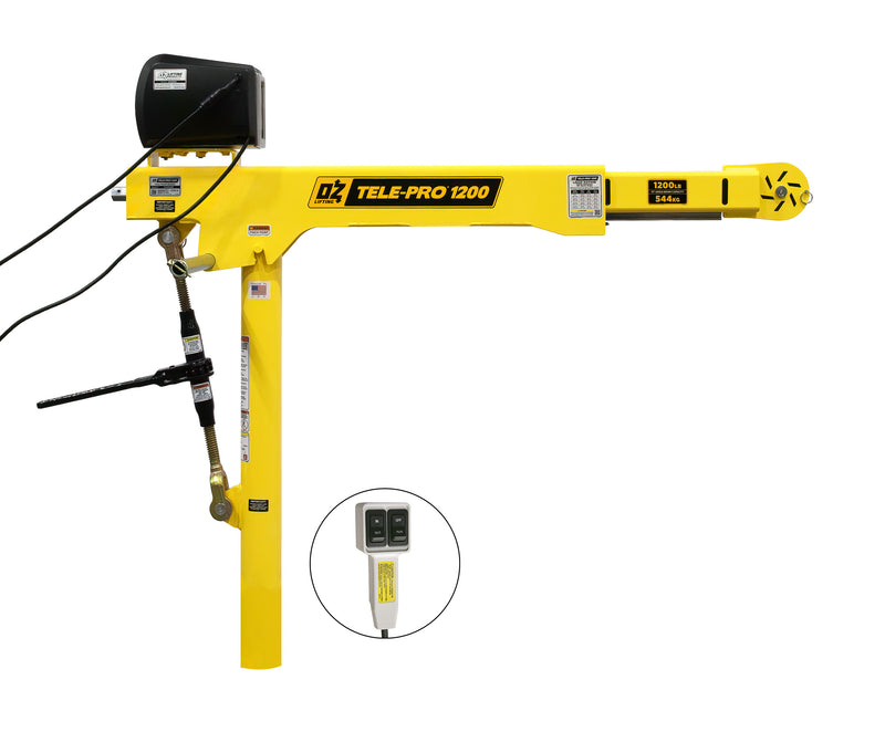 OZ Lifting 1200lbs Tele-Pro® Davit Crane with 115V AC Electric Winch – OZTP1200DAV-ACW