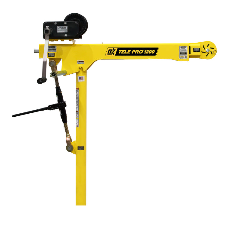 OZ Lifting 1200lbs Tele-Pro® Davit Crane with 2500lbs Carbon Steel Brake Winch – OZTP1200DAV-HND2