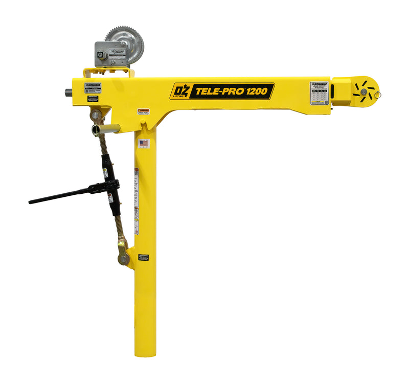 OZ Lifting 1200lbs Tele-Pro® Davit Crane with Carbon Steel Brake Winch – OZTP1200DAV