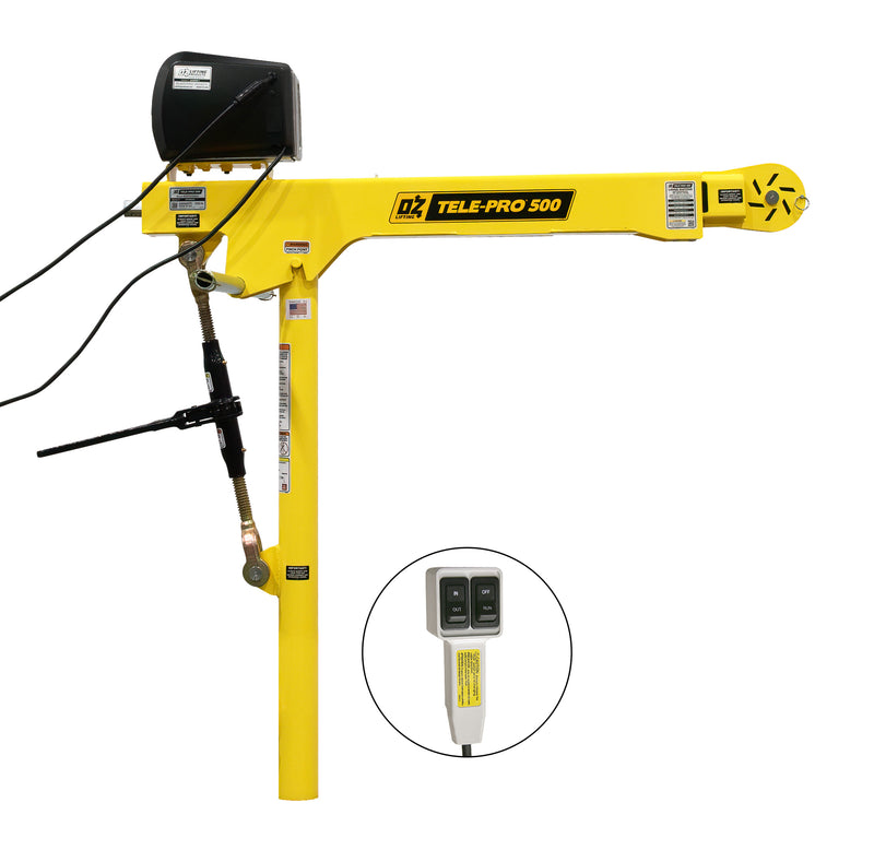 OZ Lifting 500lbs Tele-Pro® Davit Crane with 115V AC Electric Winch – OZTP500DAV-ACW