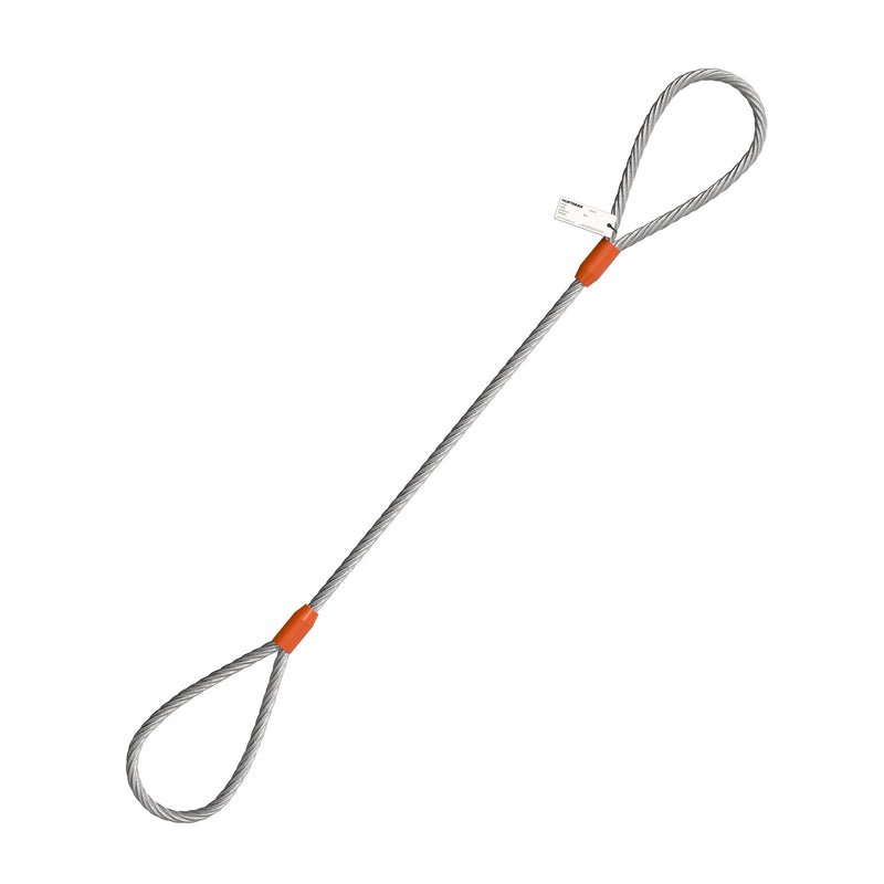 1/2" Single Leg Wire Rope Sling Standard Eyes Each End T011 - WLL: 2.5 Tons