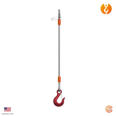 1" Single Leg Thimble-Hook Wire Rope Sling