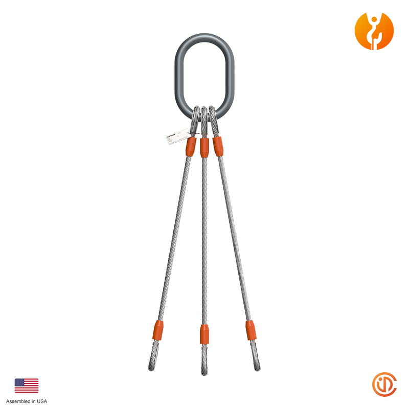 1" Three Leg Thimble-Eye Wire Rope Sling