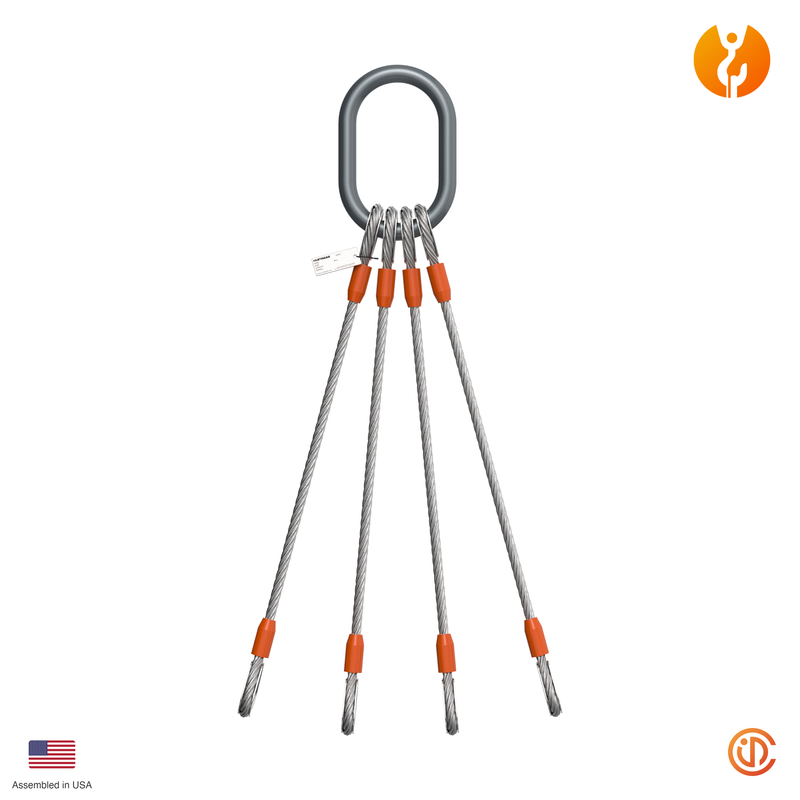 1" Four Leg Thimble-Eye Wire Rope Sling