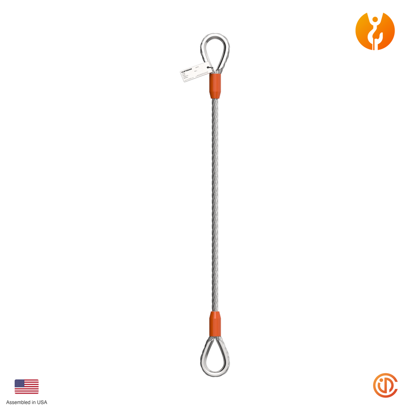 1" Single Leg Thimble-Thimble Wire Rope Sling