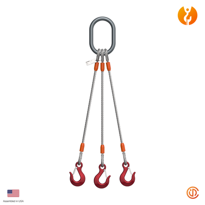 1" Three Leg Eye-Hoist Hook Wire Rope Sling