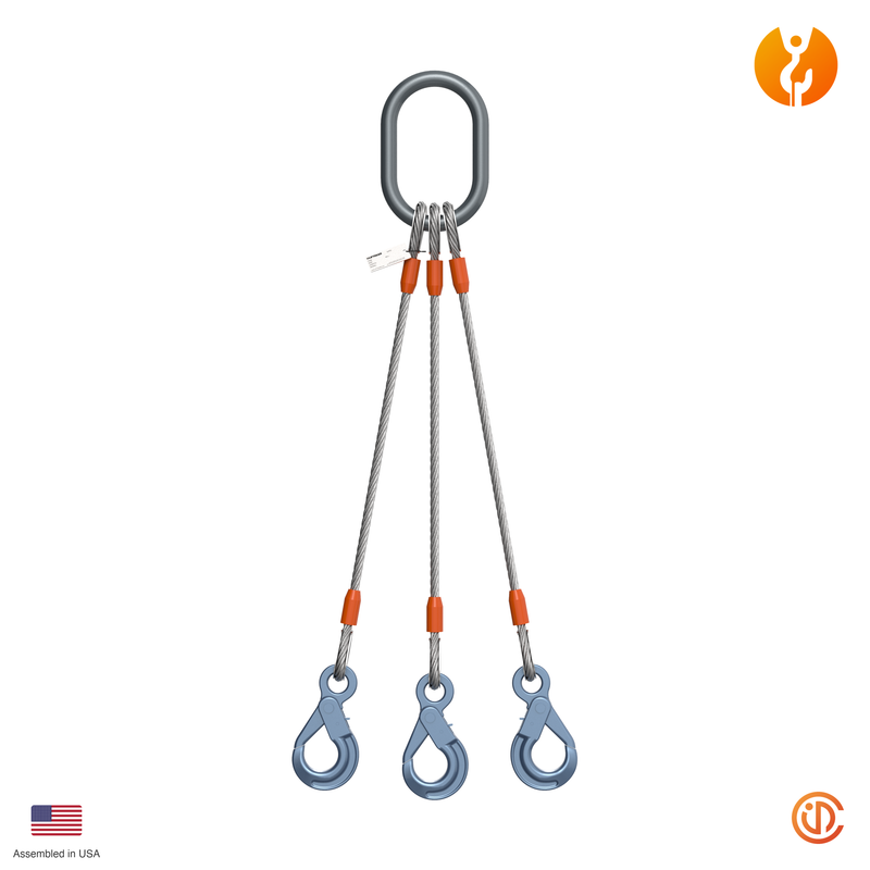 1" Three Leg Self-Locking Hook Wire Rope Sling