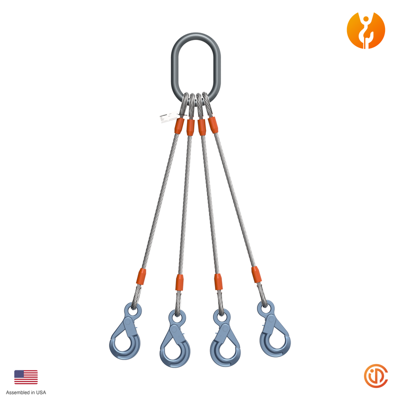 1" Four Leg Self-Locking Hook Wire Rope Sling