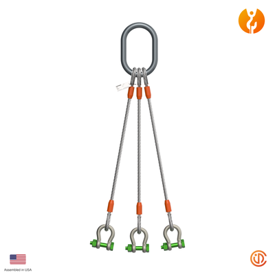 1/2" Three Leg Thimble-Shackle Wire Rope Sling