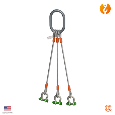 1-1/4" Three Leg Thimble-Shackle Wire Rope Sling