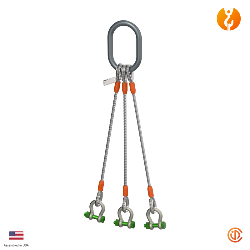 1-1/4" Three Leg Thimble-Shackle Wire Rope Sling
