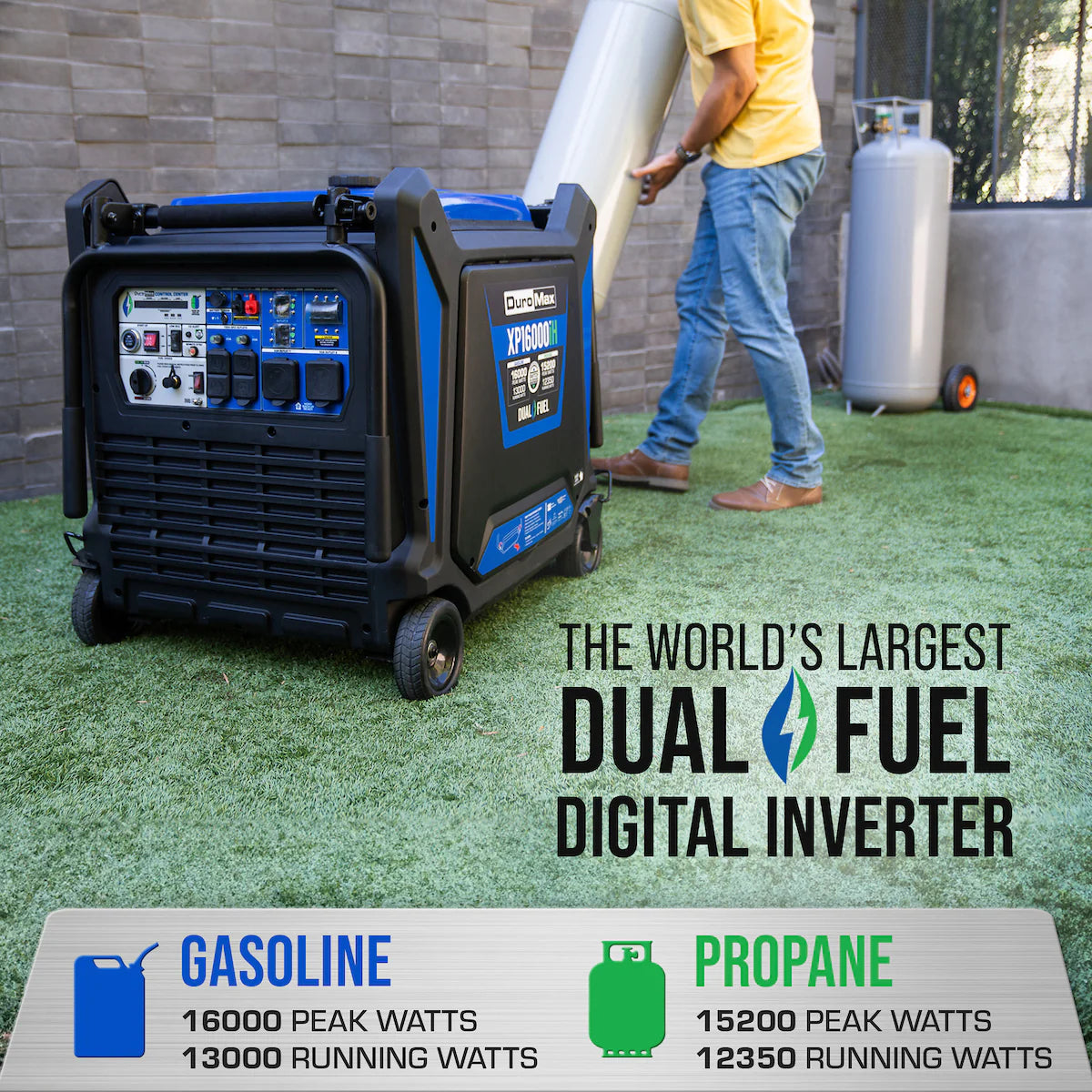 16000 Watt Dual Fuel Portable Inverter Generator w/ CO Alert - DuroMax