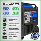 9500 Watt Dual Fuel Portable Inverter Generator w/ CO Alert - DuroMax