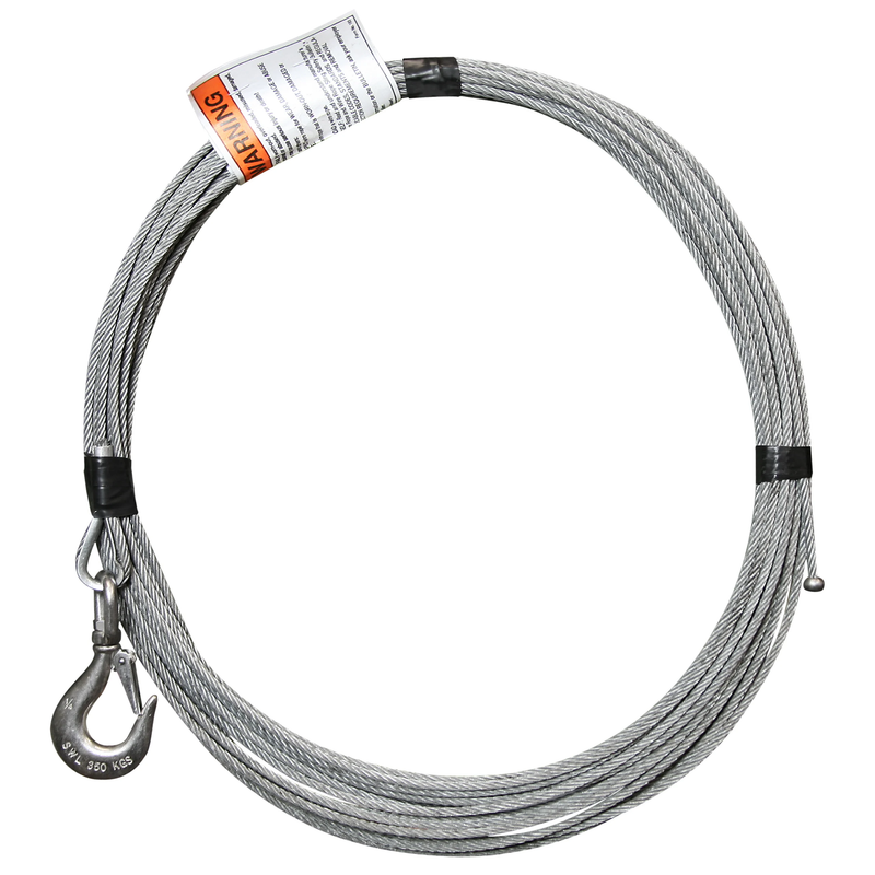 OZ Lifting 3/16" x 80' lift - Galvanized cable assembly with bare end with swivel hook with latch – OZGAL.19-80