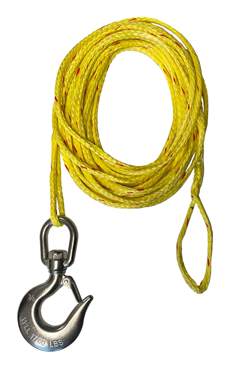 OZ Lifting 3/16" x 15' lift - Synthetic rope assembly with Stainless Steel swivel hook with latch – OZSR.19-15