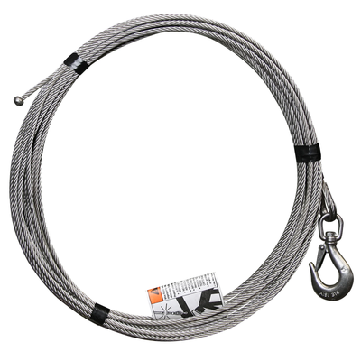 OZ Lifting 3/16" x 90' lift - Stainless Steel cable assembly with bare end with swivel hook with latch – OZSS.19-90