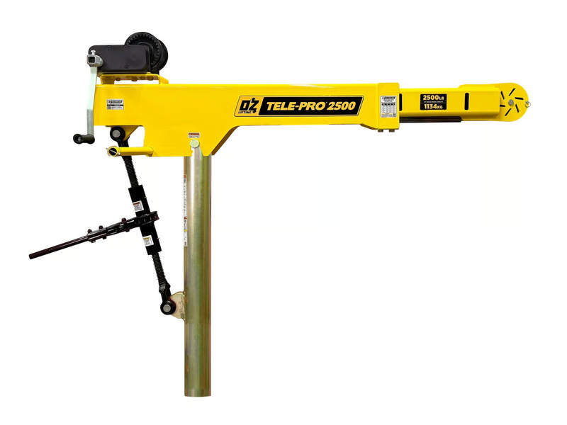 OZ Lifting 2500lbs Tele-Pro® Davit Crane with Carbon Steel Brake Winch – OZTP2500DAV