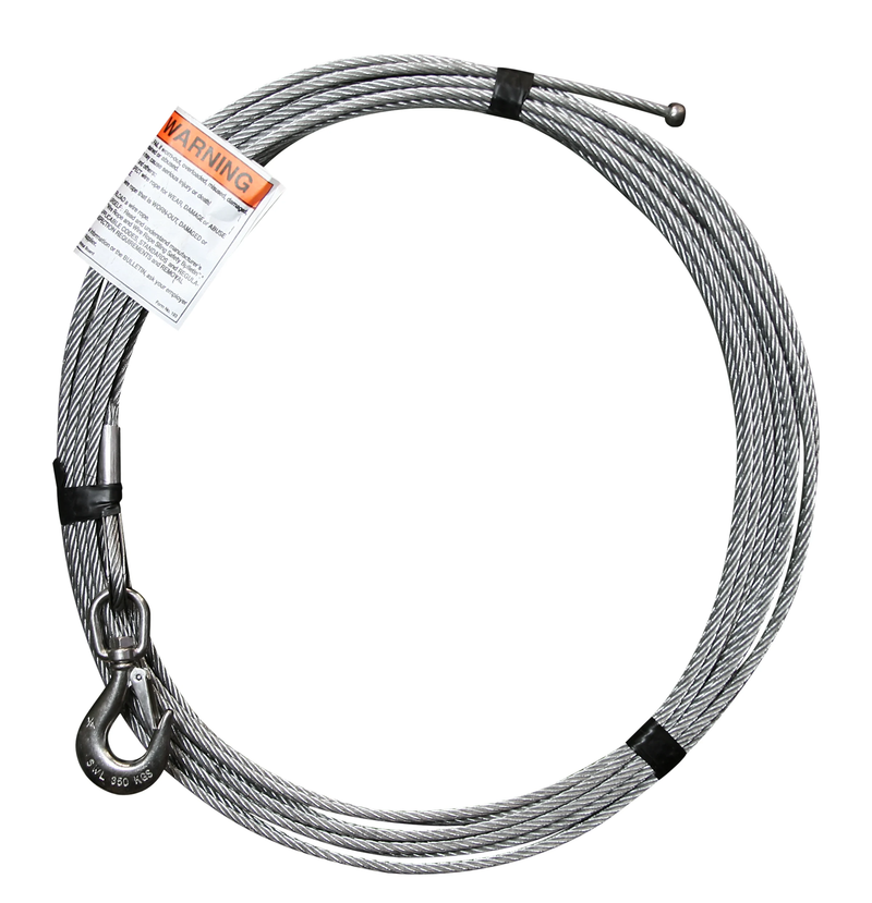 OZ Lifting 1/4" x 45' lift - Galvanized cable assembly with bare end with swivel hook with latch – OZGAL.25-45