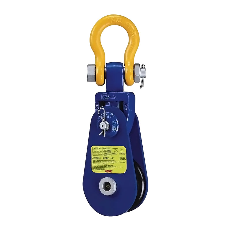 Yoke 8-501-04 Light Snatch Block with Shackle 4 Ton - 4.5" Sheave for 10mm-13mm Wire Rope